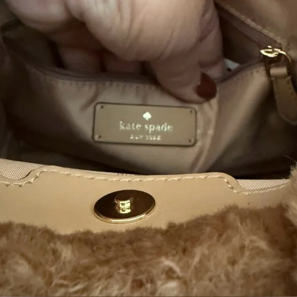 kate spade Ellie Light Fawn Faux Fur Small Tote - Picture 6 of 8